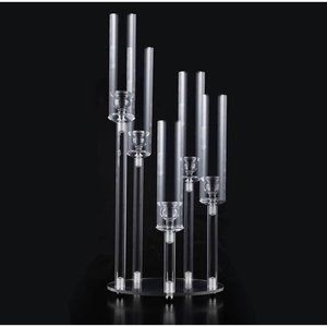 Two Clear Candelabra Wedding Table Candle Centerpieces 5 Arms Acrylic ~ New